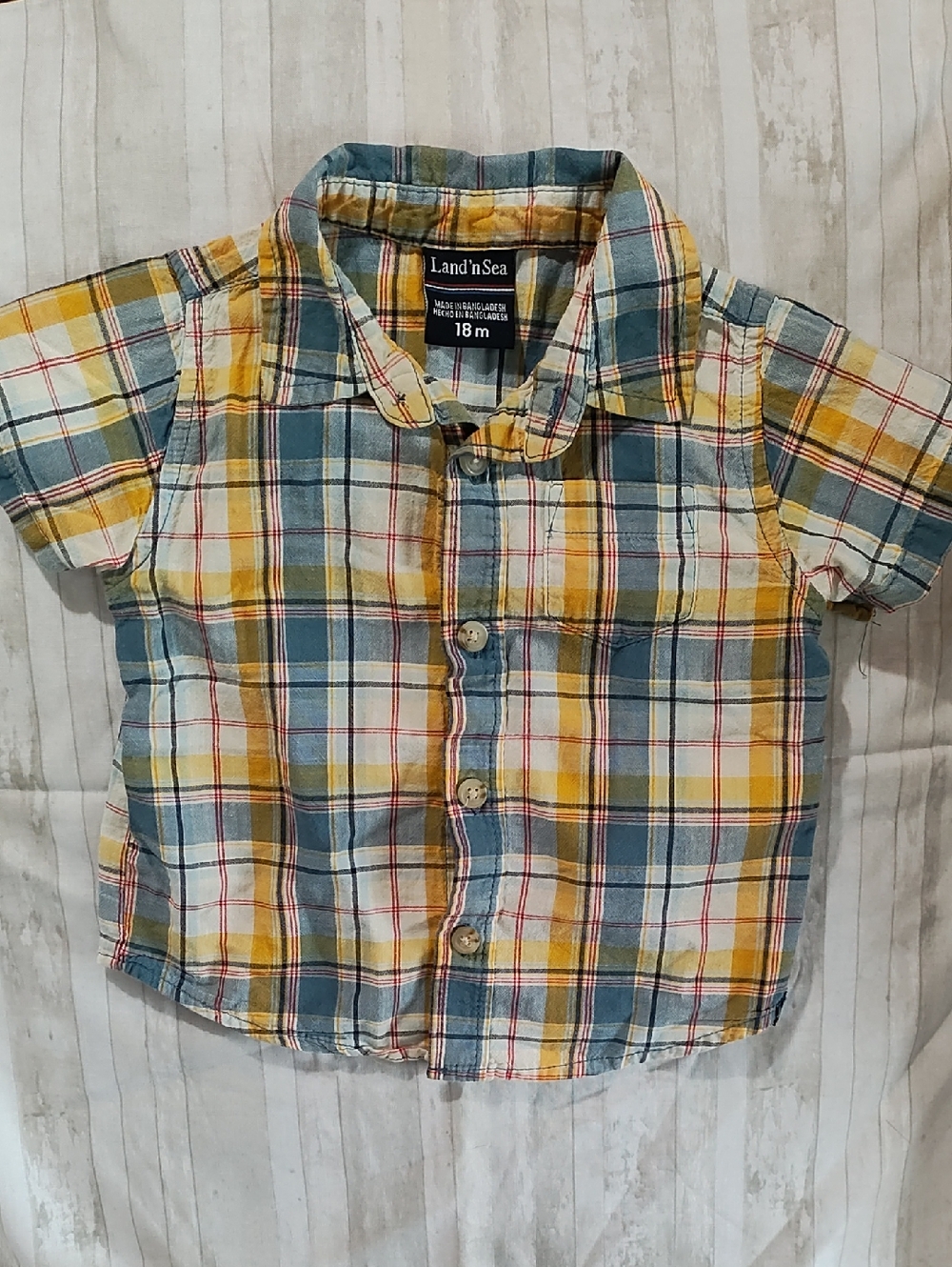 Land 'n Sea Toddler Plaid Button-Down Shirt - Yellow & Blue